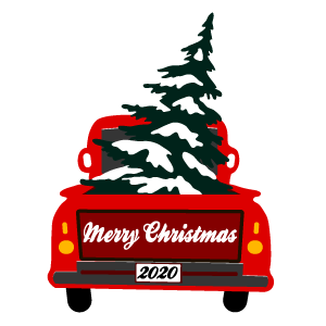 cool and cute Red Christmas Truck Sticker for stickermania