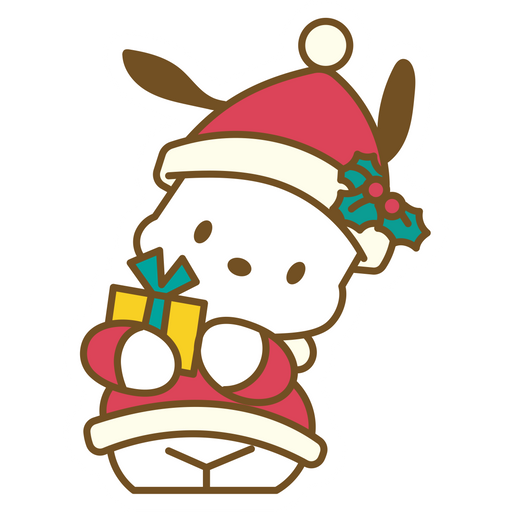 here is a Sanrio Pochacco Santa Sticker from the Sanrio collection for sticker mania
