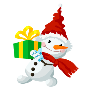 cool and cute Snowman with a Gift Sticker for stickermania