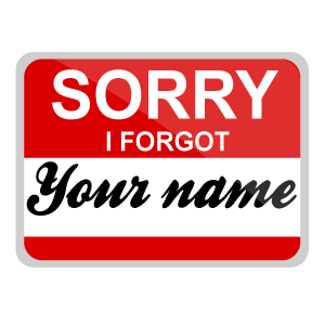 here is a Sorry I Forgot Your Name Card Sticker from the Inscriptions and Phrases collection for sticker mania