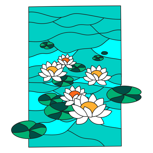 Stained Glass Water Lilies Sticker