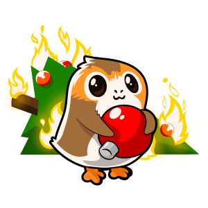 cool and cute Star Wars Porg and Christmas Tree Sticker for stickermania