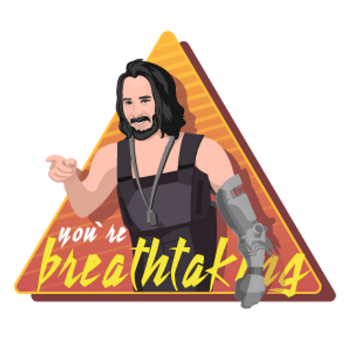 here is a You are Breathtaking Keanu Reeves Sticker from the Memes collection for sticker mania