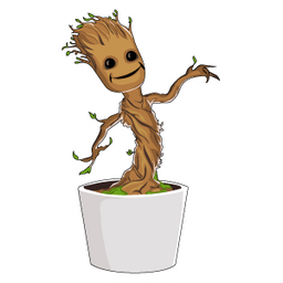 Baby Groot Plant Pot Sticker - Sticker Mania