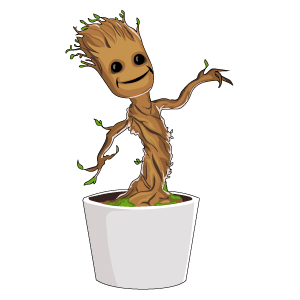cool and cute Baby Groot Plant Pot Sticker for stickermania