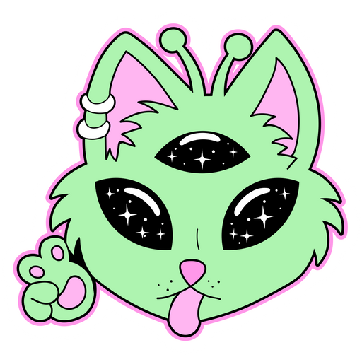 here is a Three-Eyed Alien Cat Sticker from the Cute Cats collection for sticker mania