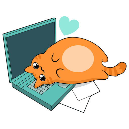 Cat on Laptop Sticker