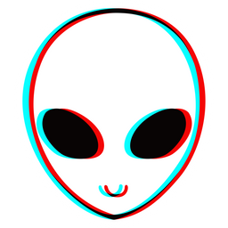 Alien Head in 3D Anaglyph Style Sticker - Sticker Mania