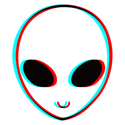 Alien Head in 3D Anaglyph Style Sticker
