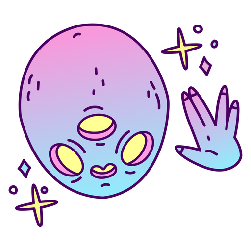 here is a Blue and Pink Alien Sticker from the Outer Space collection for sticker mania