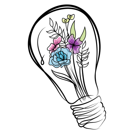 Light bulb with Flowers Sticker