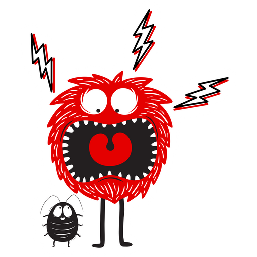 here is a Red Monster Scared by a Bug Sticker from the Noob Pack collection for sticker mania