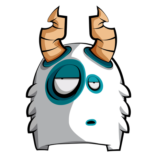 here is a  White Horned Bore Monster Sticker from the Noob Pack collection for sticker mania