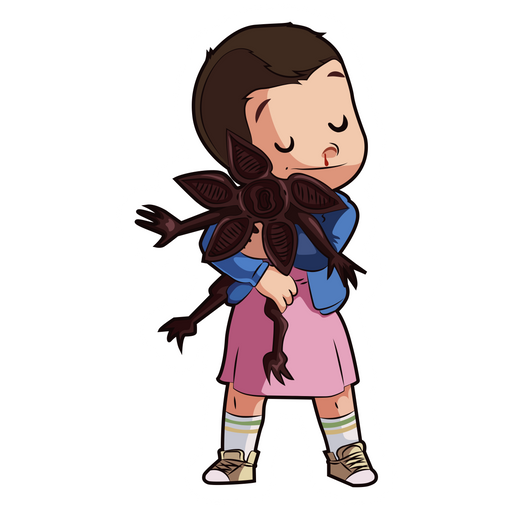 here is a Stranger Things Eleven Hugs Demogorgon Sticker from the Movies and Series collection for sticker mania