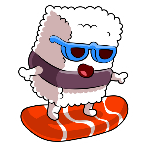 here is a Sushi Surfing Sticker from the Food and Beverages collection for sticker mania