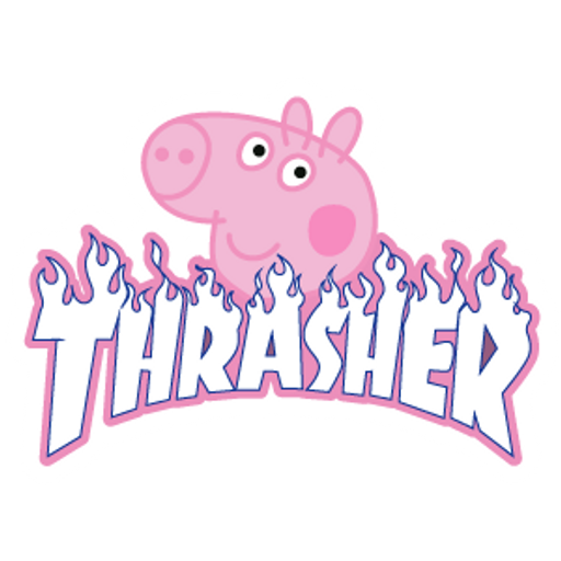 here is a Thrasher Peppa Pig Sticker from the Skateboard collection for sticker mania
