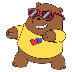 We Bare Bears Grizz Dancing in Glasses Sticker