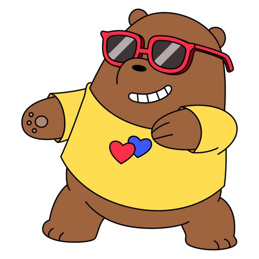 here is a We Bare Bears Grizz Dancing in Glasses Sticker from the We Bare Bears collection for sticker mania