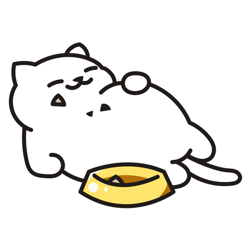 here is a White Cat Full of Food Sticker from the Cute Cats collection for sticker mania