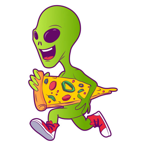 Alien and Pizza Sticker