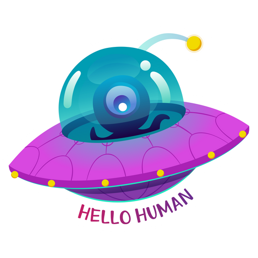 here is a Alien UFO Hello Human Sticker from the Outer Space collection for sticker mania
