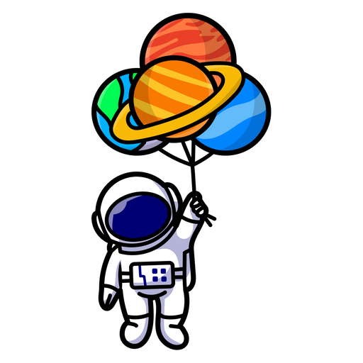 Astronaut with Planet Balloons Sticker