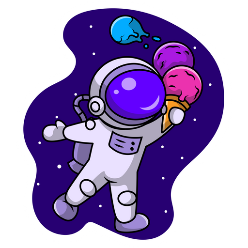 here is a Cute Astronaut with Ice Cream Sticker from the Outer Space collection for sticker mania