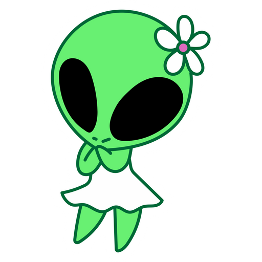 Green Alien Girl Sticker