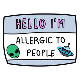 Name Card Allergic to People Sticker - Sticker Mania