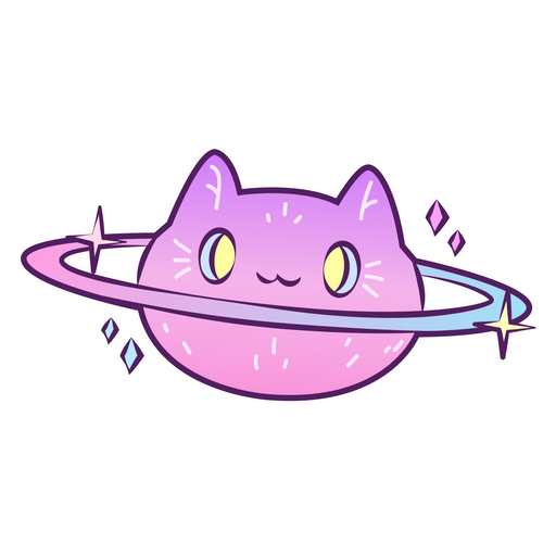 Pink Cat Planet Sticker
