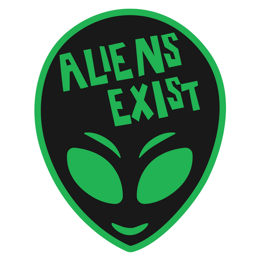 here is a Green Alien with Aliens Exist Sign Sticker from the Outer Space collection for sticker mania