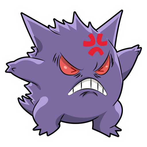here is a Pokemon Gengar Angry Sticker from the Pokemon collection for sticker mania