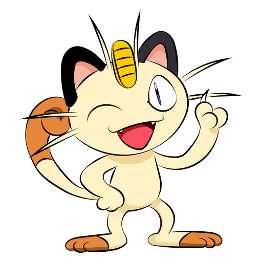 here is a Pokemon Meowth Smiling Sticker from the Pokemon collection for sticker mania