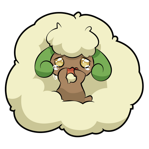 here is a Pokemon Whimsicott Crying Sticker from the Pokemon collection for sticker mania