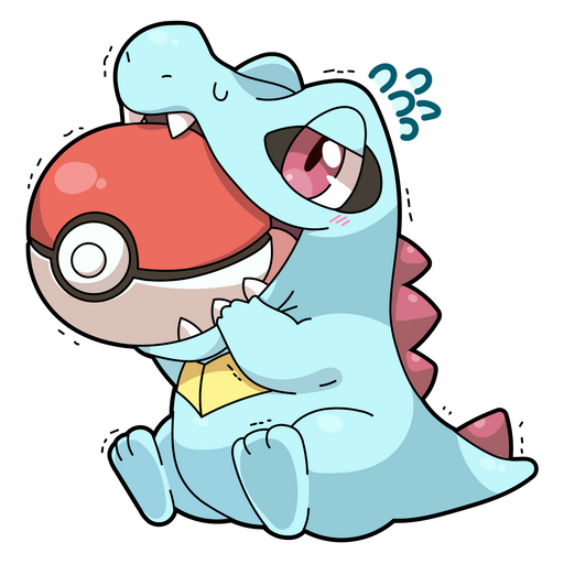 here is a Totodile Eats Pokeball Sticker from the Pokemon collection for sticker mania
