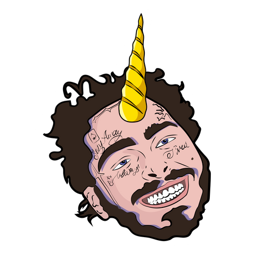 here is a Post Malone Unicorn Sticker from the Rappers collection for sticker mania