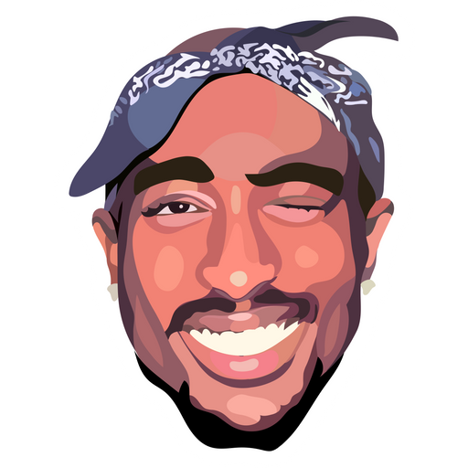 here is a Smiling Tupac Shakur Sticker from the Rappers collection for sticker mania