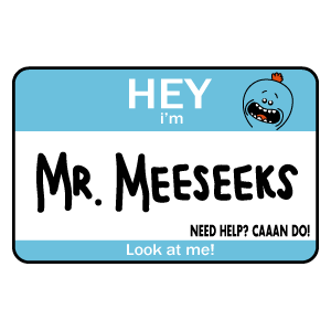here is a Hey I am Mr Meeseeks from the Rick and Morty collection for sticker mania