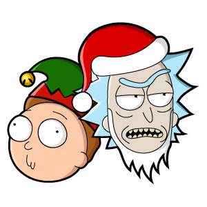 cool and cute Rick and Morty Santa and Elf Sticker for stickermania