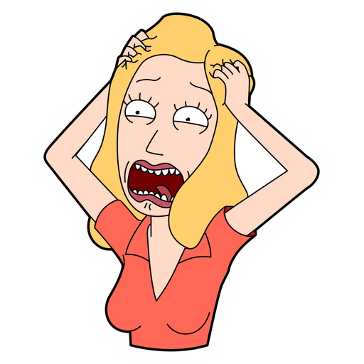 here is a Rick and Morty Beth Smith Screaming Sticker from the Rick and Morty collection for sticker mania