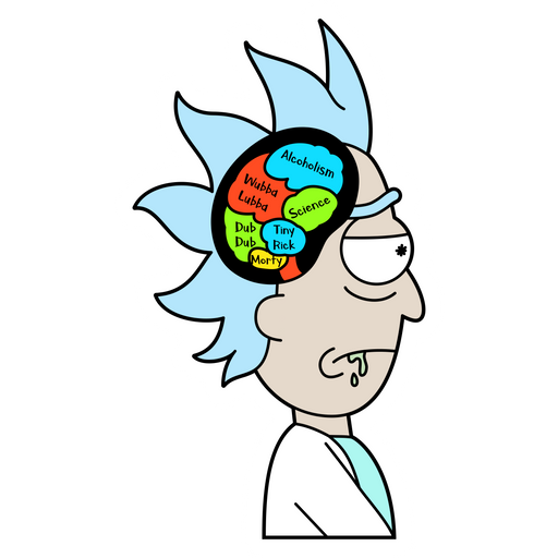 here is a Rick Sanchez's Thoughts Sticker from the Rick and Morty collection for sticker mania