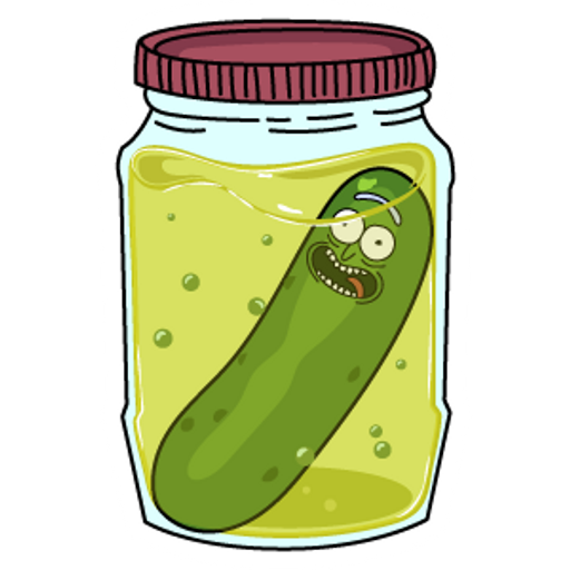 here is a Rick and Morty Pickle Rick  Jar from the Rick and Morty collection for sticker mania