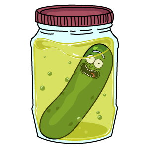 here is a Rick and Morty Pickle Rick  Jar from the Rick and Morty collection for sticker mania