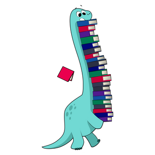 Dinosaur with Books Sticker - Sticker Mania