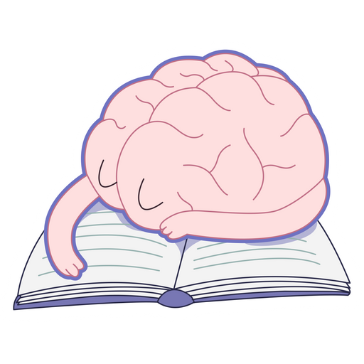 Tired Brain Sleeps on Book Sticker