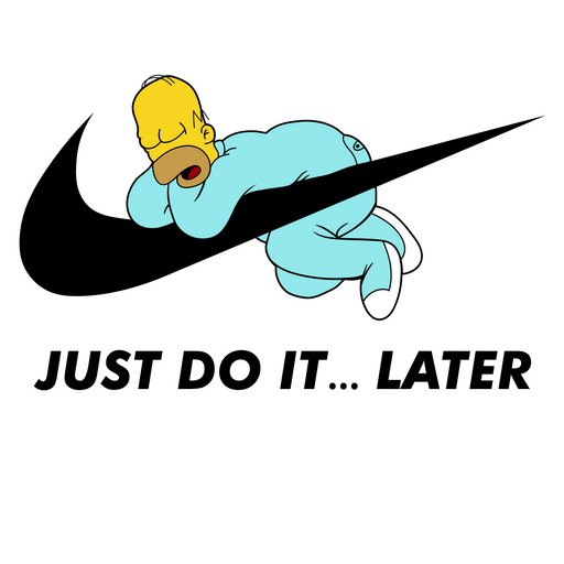 here is a Homer Simpson Just Do It Later Sticker from the The Simpsons collection for sticker mania