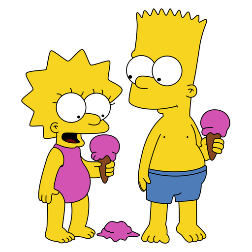 The Simpsons Bart and Lisa with Ice Cream Sticker