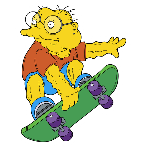 here is a The Simpsons Hans Moleman on Skateboard Sticker from the The Simpsons collection for sticker mania