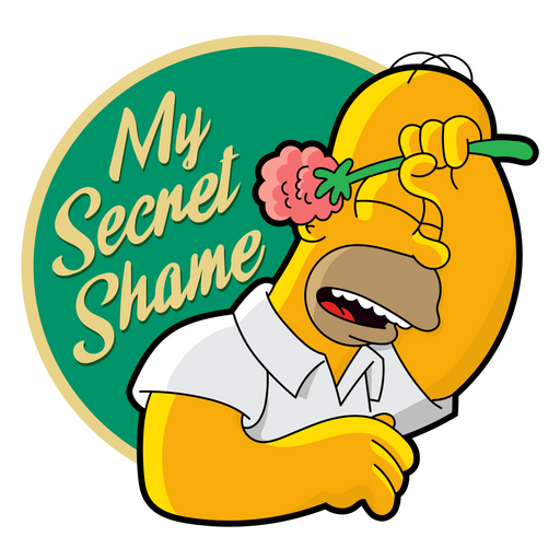 here is a The Simpsons Homer My Secret Shame Sticker from the The Simpsons collection for sticker mania