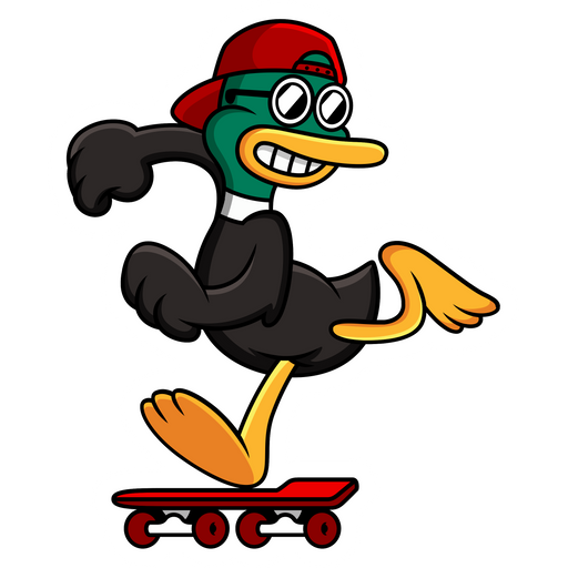 Black Duck on Skateboard Sticker